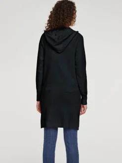 Longstrickjacke mit Kapuze
