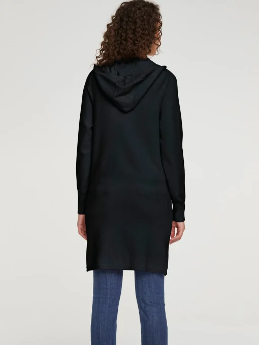 Longstrickjacke mit Kapuze