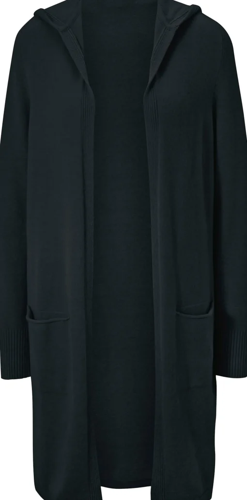 Longstrickjacke mit Kapuze