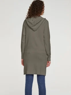 Longstrickjacke mit Kapuze