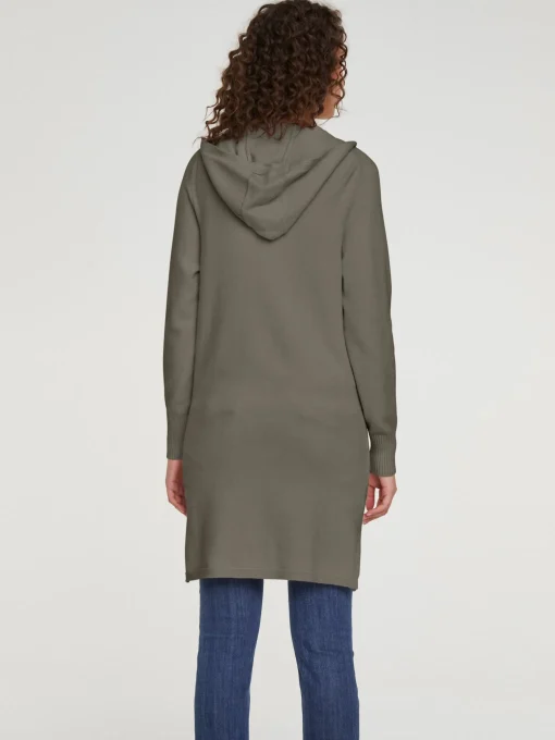 Longstrickjacke mit Kapuze