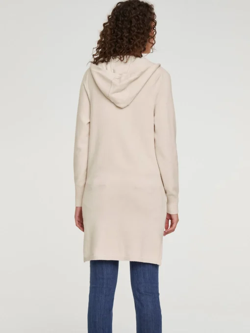 Longstrickjacke mit Kapuze