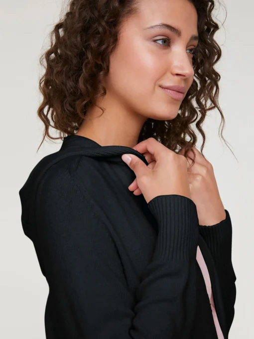 Longstrickjacke mit Kapuze