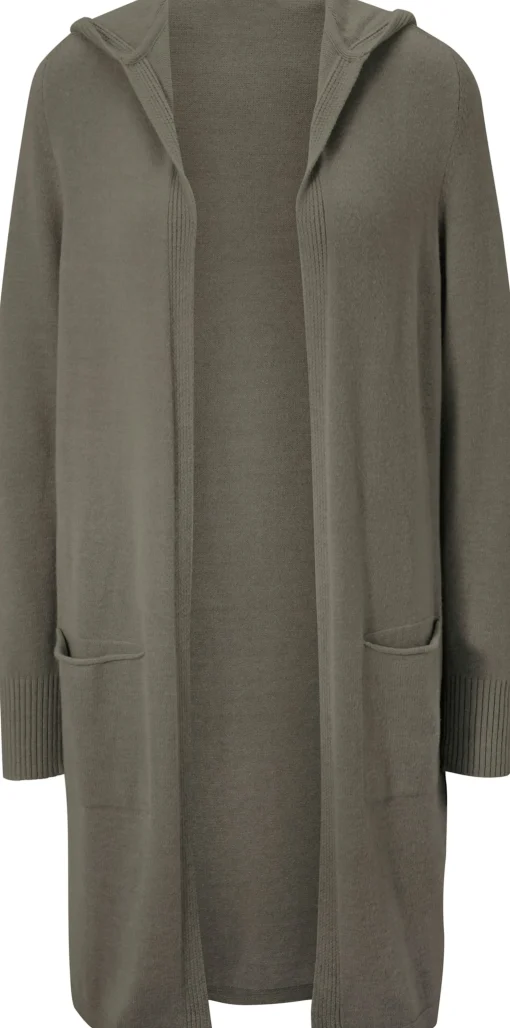 Longstrickjacke mit Kapuze