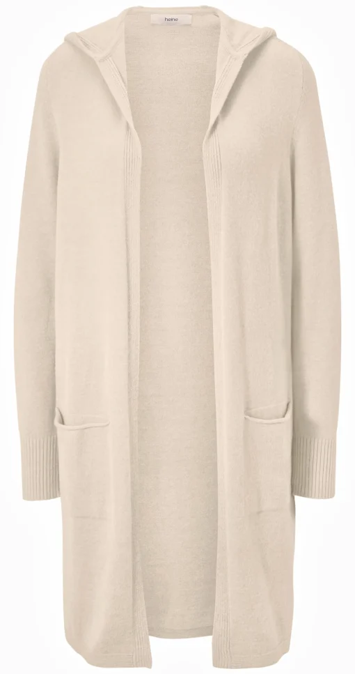 Longstrickjacke mit Kapuze