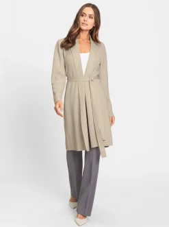 Longstrickjacke mit Perlfang-Muster