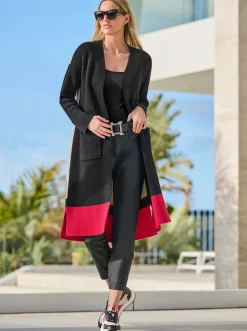 Longstrickjacke mit Seitenschlitzen