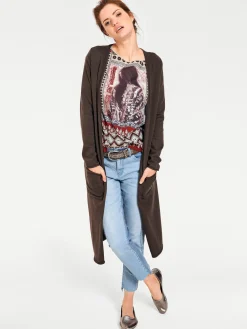 Longstrickjacke mit Seitenschlitzen