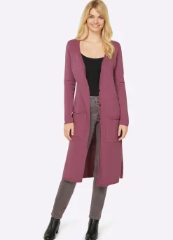 Longstrickjacke mit Seitenschlitzen