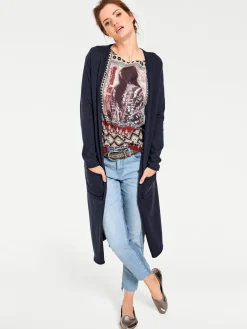 Longstrickjacke mit Seitenschlitzen