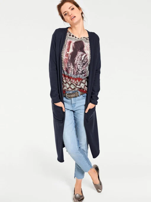 Longstrickjacke mit Seitenschlitzen