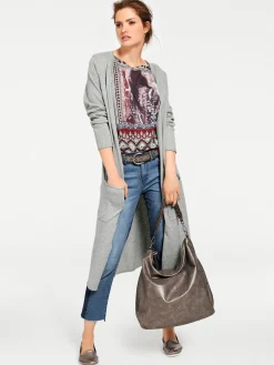 Longstrickjacke mit Seitenschlitzen
