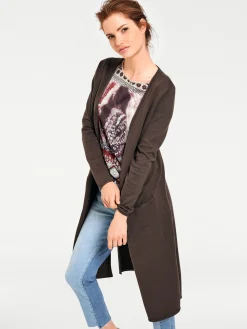 Longstrickjacke mit Seitenschlitzen
