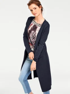 Longstrickjacke mit Seitenschlitzen
