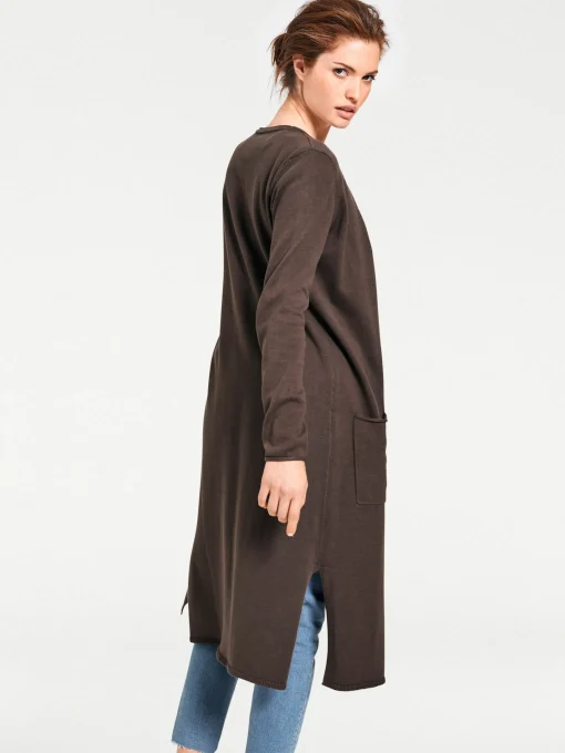 Longstrickjacke mit Seitenschlitzen