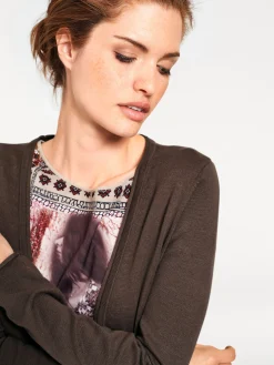 Longstrickjacke mit Seitenschlitzen