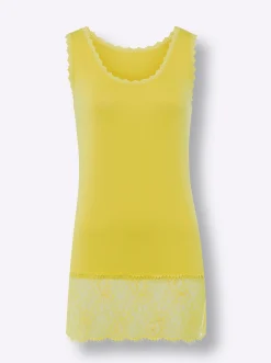 Longtop mit Spitze am Saum