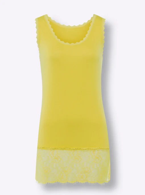 Longtop mit Spitze am Saum