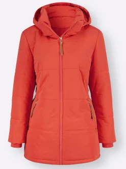 Outdoorjacke mit abnehmbarer Kapuze und Jersey-Bündchen