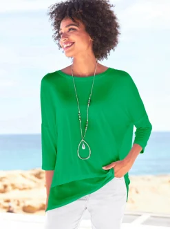 Oversize-Shirt mit Chiffon-Saum