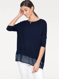 Oversize-Shirt mit Chiffon-Saum