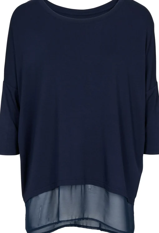 Oversize-Shirt mit Chiffon-Saum