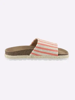 Pantolette mit Details in Bast-Optik