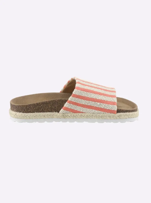 Pantolette mit Details in Bast-Optik