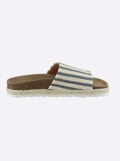 Pantolette mit Details in Bast-Optik