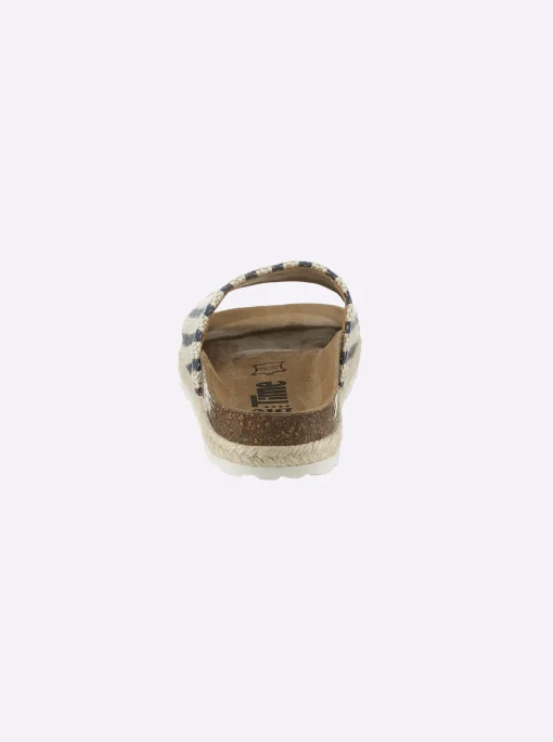 Pantolette mit Details in Bast-Optik