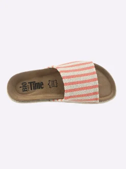 Pantolette mit Details in Bast-Optik