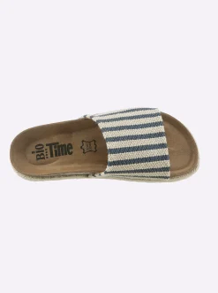 Pantolette mit Details in Bast-Optik