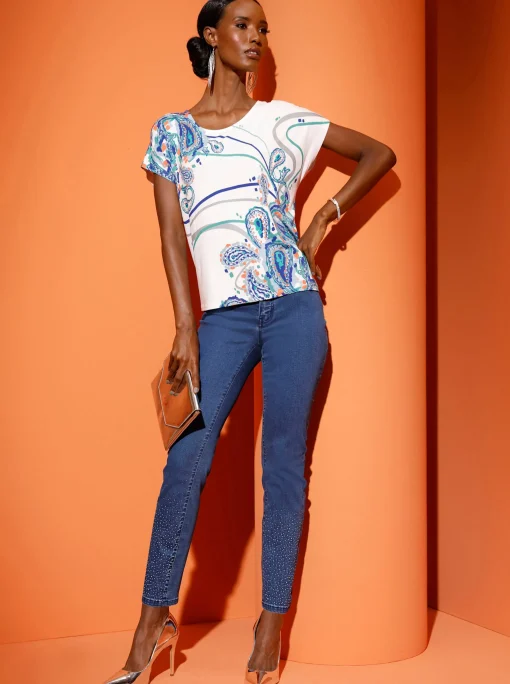 5-Pocket-Jeans mit Glitzersteinchen