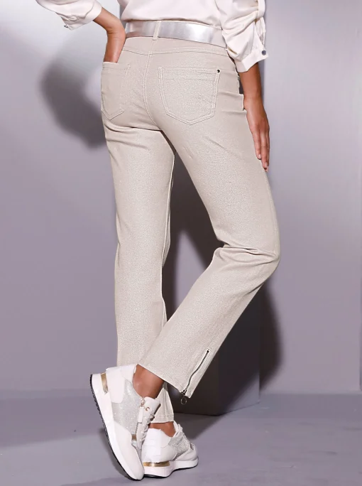5-Pocket-Jeans mit glänzender Beschichtung