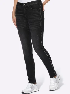 5-Pocket-Jeans mit Nieten-Verzierung seitlich