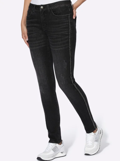5-Pocket-Jeans mit Nieten-Verzierung seitlich