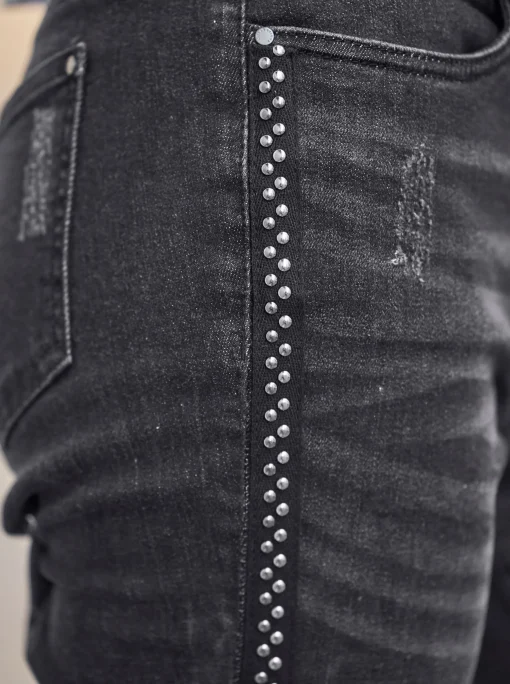 5-Pocket-Jeans mit Nieten-Verzierung seitlich