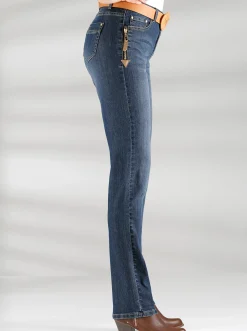 5-Pocket-Jeans mit Reißverschluss und Lederimitat-Anhänger