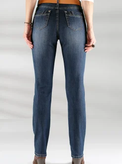 5-Pocket-Jeans mit Reißverschluss und Lederimitat-Anhänger