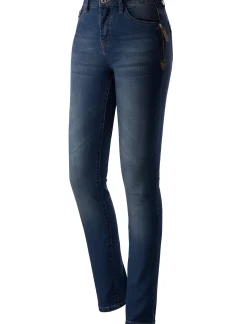 5-Pocket-Jeans mit Reißverschluss und Lederimitat-Anhänger