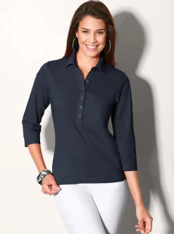 Poloshirt mit langer Knopfleiste