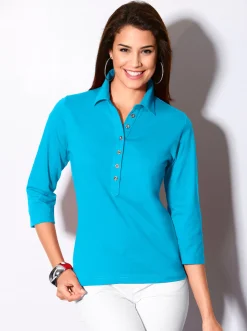 Poloshirt mit langer Knopfleiste
