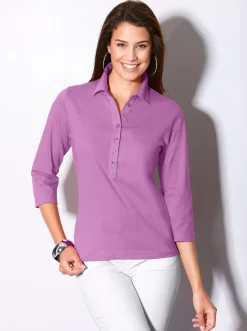 Poloshirt mit langer Knopfleiste