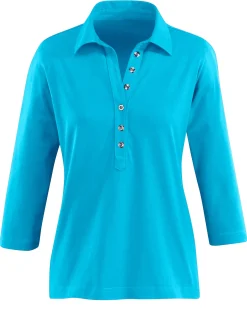Poloshirt mit langer Knopfleiste