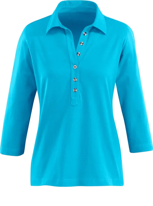 Poloshirt mit langer Knopfleiste