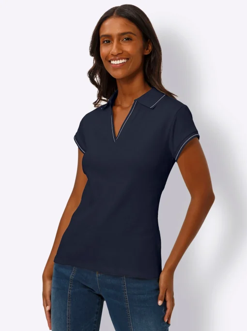 Poloshirt mit Ripp-Struktur
