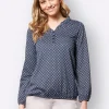 Print-Shirt mit kurzer Knopfleiste
