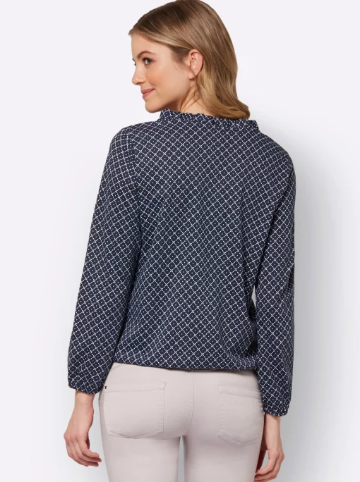 Print-Shirt mit kurzer Knopfleiste