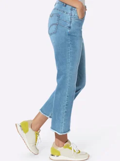 Push-up-Jeans mit Stickerei und Ziersteinchen