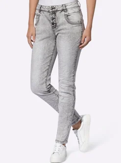 Röhrenjeans mit Crinkle-Effekt